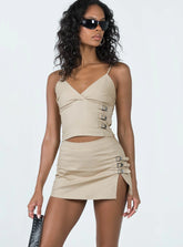 Back 2k Mini Skirt Taupe